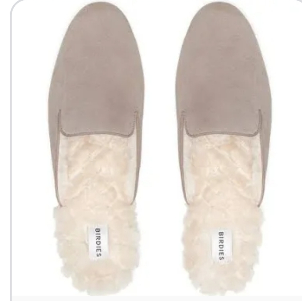 Birdies Taupe Suede Fur Mules Size 9.5 - Picture 2 of 6